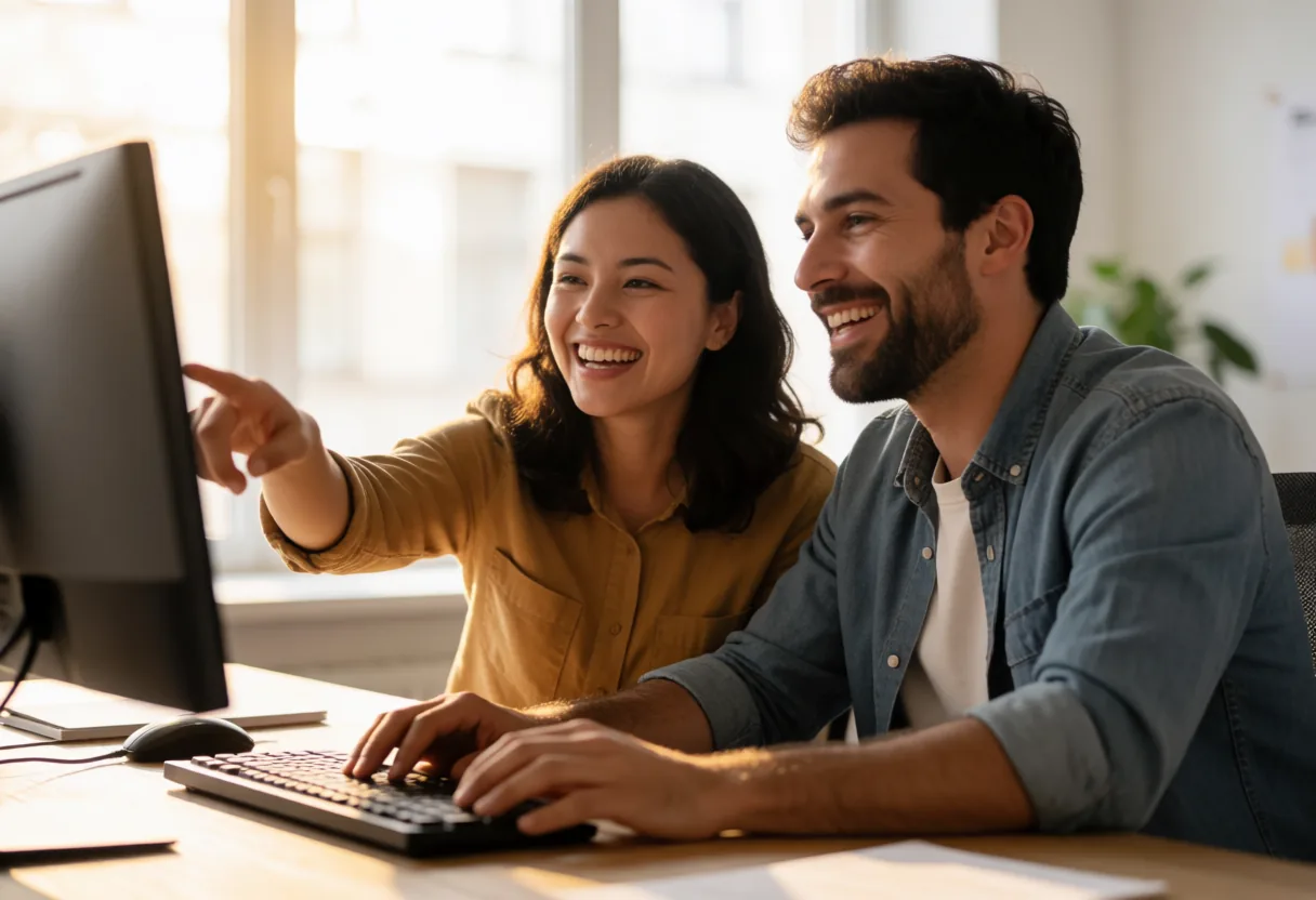 Two site owners checking Search Console verification together